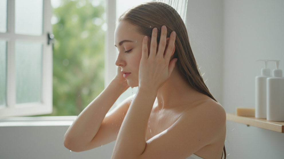 Woman Washing Her Hair in the Shower