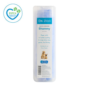 Dr Zoo Quick Absorb Shammy on white background, soft reusable shammy for pets and bathtime.