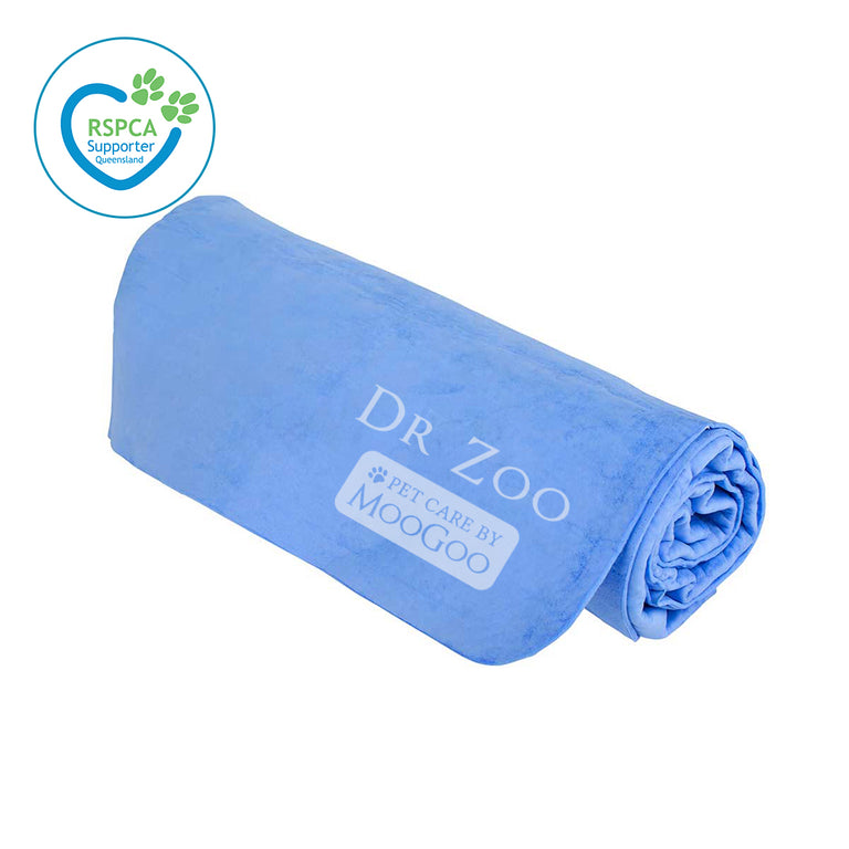Dr Zoo Quick Absorb Shammy on white background, soft reusable shammy for pets and bathtime.