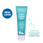 MooGoo Mini Moo Baby & Child Natural Nappy Change Cream on white background, paediatrician approved, calms and protects baby's skin against nappy rash.